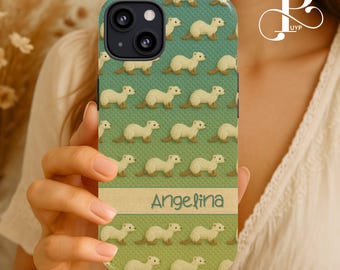 Custom Ferret Phone Case, Cute Embroidered Look, Animal Lover Gift, Ferret Accessories, iPhone 16 15 14 13 12 11 Pro Max, Samsung, Pixel