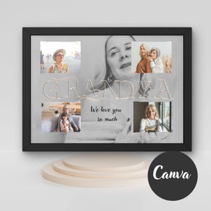 Cadre photo de grand-mère, Collage photo sur toile, Cadeaux grands-parents, Modèle de toile de collage photo définition grands-parents, PDF