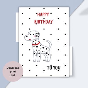 Carte d’anniversaire imprimable illustration chien, Carte de vœux d’anniversaire, Joyeux anniversaire à toi, carte d’anniversaire drôle