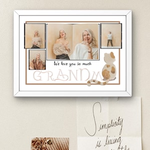Cadre photo grand-mère, Grandma Photo Collage Template, collage Photo personnalisé Grand Mère, Modèle Modifiable de collage photo grand mère