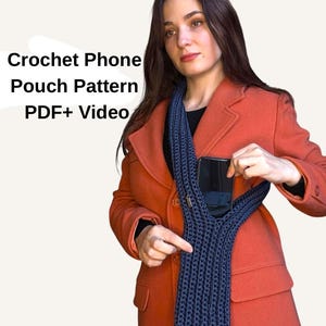 Crochet iPhone Pouch Pattern PDF+ Video  – Easy Phone Holder Tutorial – Beginner Crochet Phone Bag – Instant Download