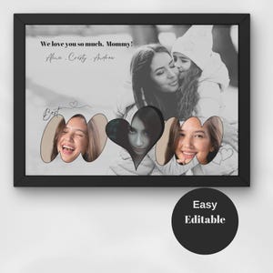 Collage photo maman, Cadeau personnalisée collage photo maman, Modèle de collage photo maman, Collage maman, Cadeau photo pour maman, PDF