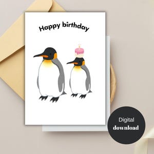 Carte d'anniversaire imprimable, Carte de joyeux anniversaire - telechargement numerique, Carte d'anniversaire drole  manchot imprimable