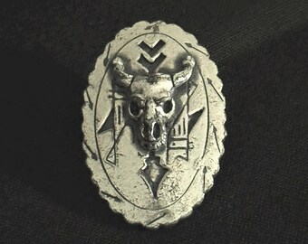 Vintage Pewter Bolo Tie Slide, Southwestern Native American Style Design