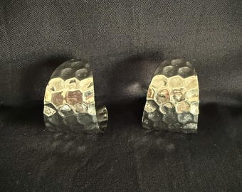 Hammered Silvertone Hoop Pierced Earrings