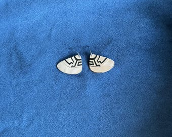 Vintage Tribal Earrings by Lauren Birch; silver-tone with black