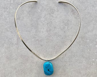 NEW! Sterling Silver Structured Choker + 3 Interchangeable Beads, Turquoise, Black & White, Purple and Blue, Necklace Set by SandraDesigns