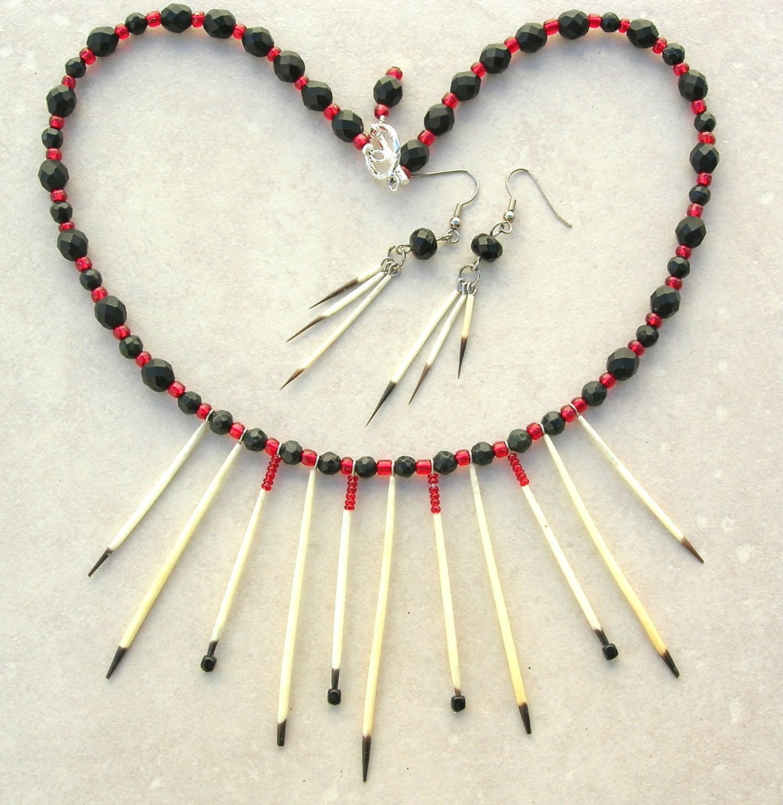 Unisex Porcupine Quill Necklace Set Native Americaninspired Etsy