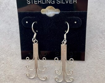 Sterling Silver Earrings, 6 Curled Wires on Each, Sterling Silver Ear Wires, 1 1/4" Unused, Great Vintage Condition