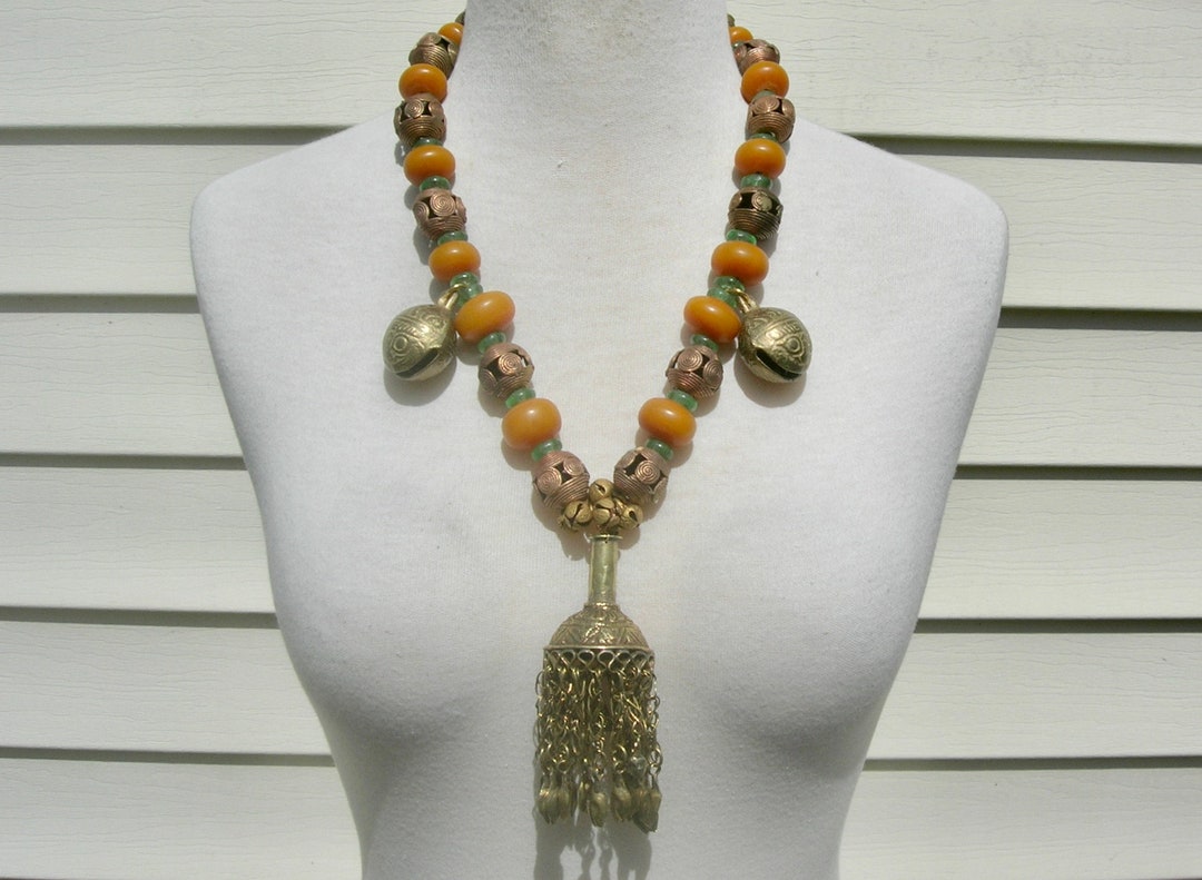 Indian Jumpka Brass Pendant, Large Tibetan/small Indian Bells, Brass ...