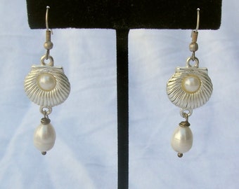 Pearl, Shell & Silver Sea Earrings, Handcrafted Summer/Beach Earrings, SandraDesigns
