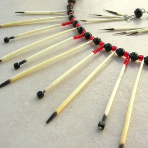 Porcupine Quill Necklace 19", Native American-Inspired, Jade & Glass Beads, Great Earrings, Bonus-Baby Porcupine Photo, Set by SandraDesigns