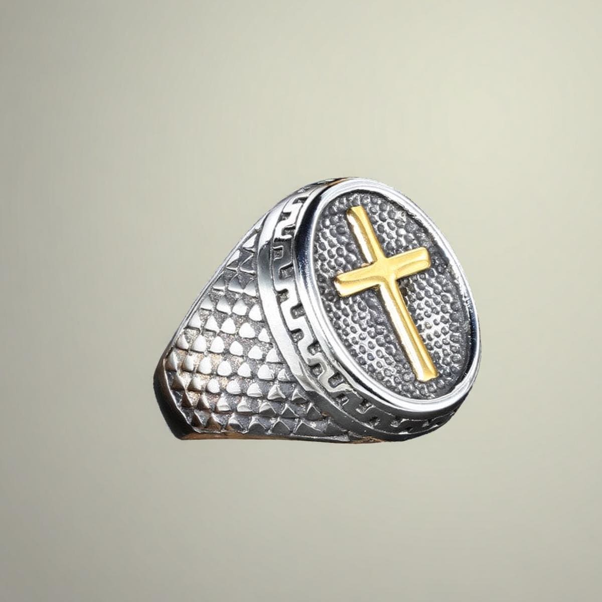 Cross Signet Ring for Men, Stainless Steel Christian Faith Ring ...