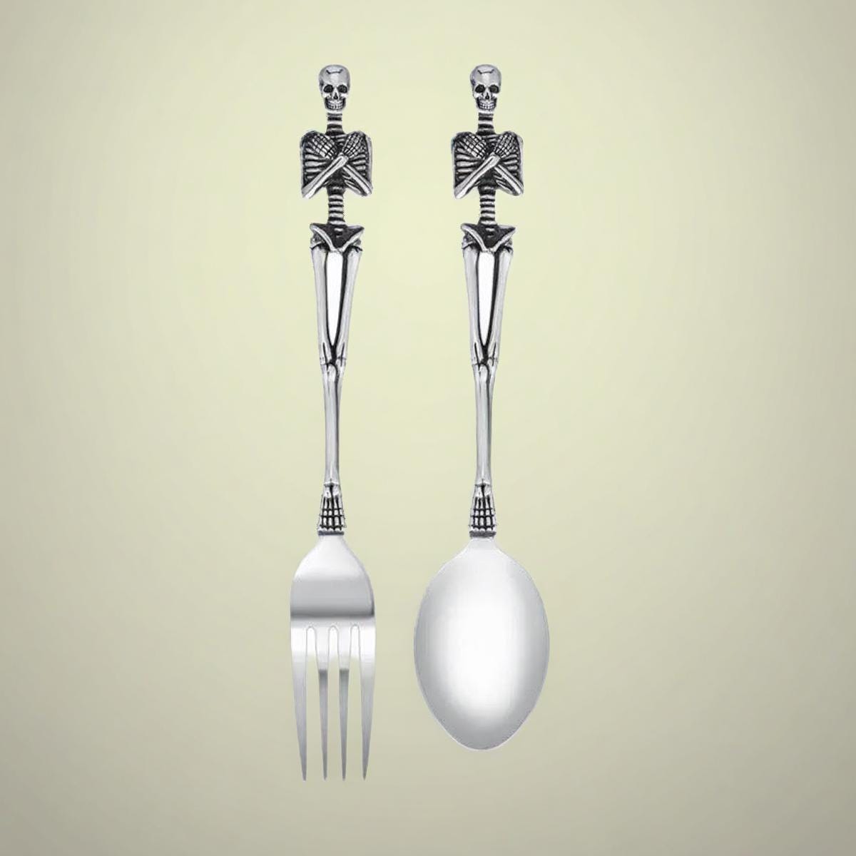 Skeleton Tableware Skull Skeleton Fork & Spoon Set – Stainless Steel Gothic Cutlery ...