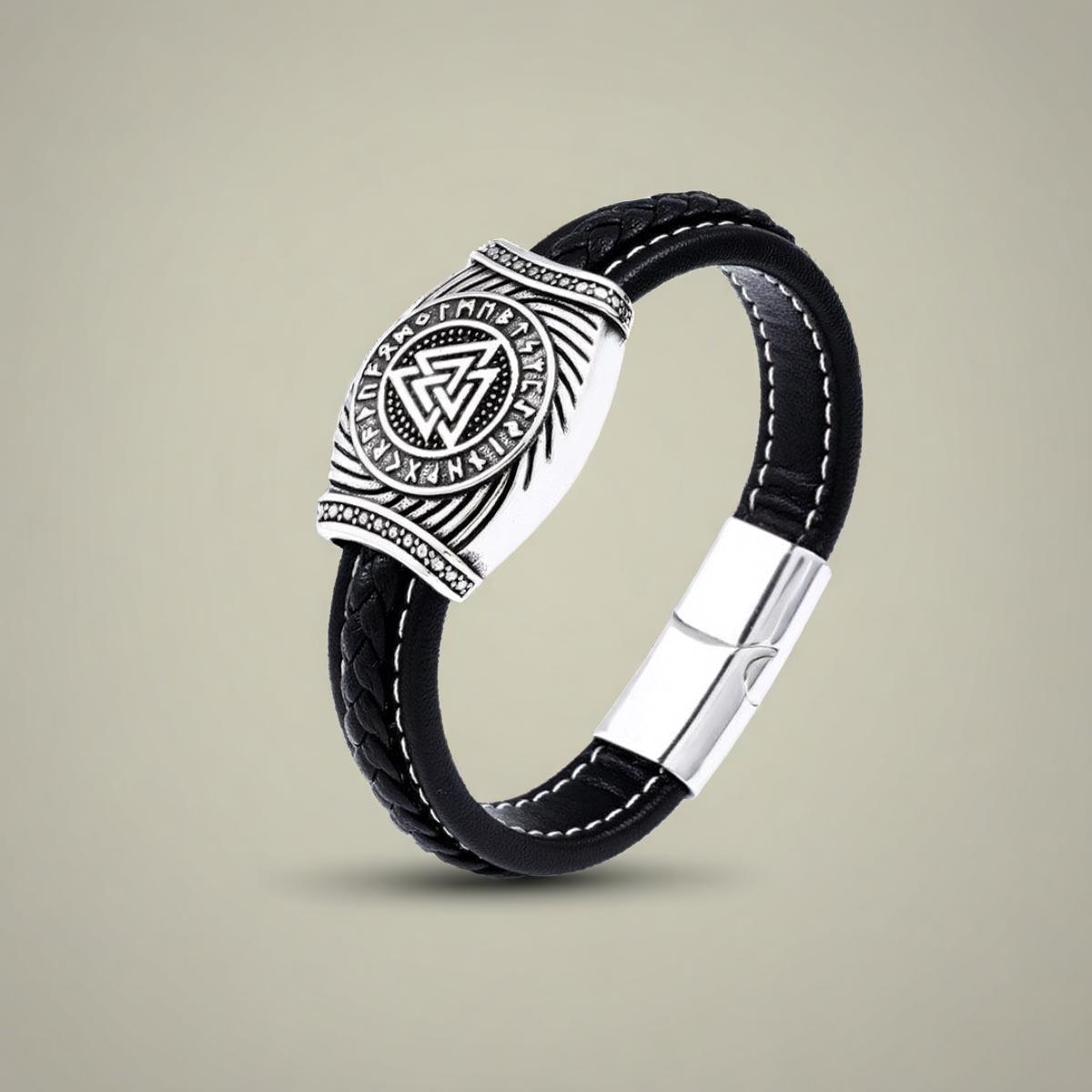 Wikinger-Runen-Armband Für Unisex - Handgefertigtes Leder, Odin