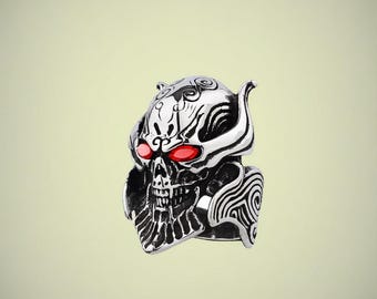 Anel Caveira Garo, Anel Gótico de Aço Titânio, Joia Biker de Fantasia Sombria, Anel Masculino de Caveira Estiloso,