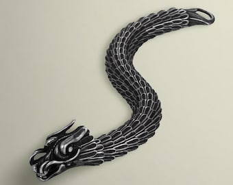 Artefacto antiguo de escamas de dragón: pulsera de guerrero vikingo en acero de titanio, pulsera resistente para hombre, estilo gótico motero.