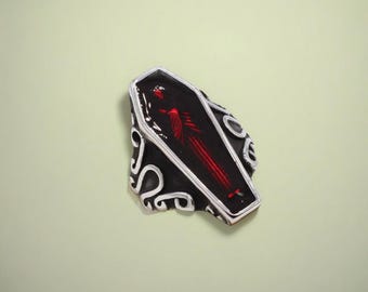 28mm Gothic Vampir Sarg Harzring, Vintage Punk Titanstahlring für Herren, vier Farboptionen