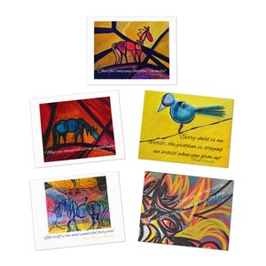 uvres d'art originales avec citations sur le devant, cartes de 5 cartes vierges à l'intérieur offrant beaucoup d'espace pour une note manuscrite personnalisée. Respectueux de l'environnement