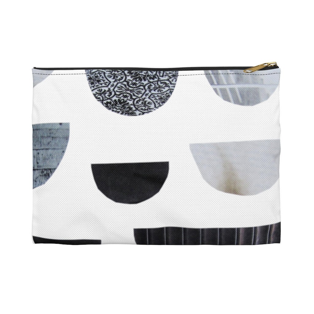 Black and White Half Circles Zipper Pouch | Modern Minimal