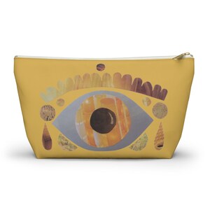 Esoterik Evil Eye Tasche | Kleine 8" große 12" helle Leinwand hell gelb braun | Hippie Sunshine Stasher Tarot Karten Würfel Makeup Snacks Meds