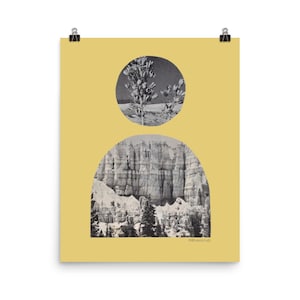 Print Minimal Desert Sunrise Portal Art Bohemian Modern Aesthetic Landscape | Vintage Black and White Photo Mustard Yellow | Home Decor