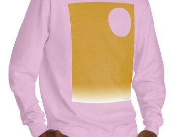 Modern Minimal Sweatshirt Pink Ochre Golden Yellow Pastels | Sun Moon Abstract Ombre Aesthetic Contemporary Art Statement Unisex Relaxed Fit