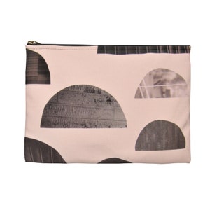 Beutel Millenial Pink Blush Grey Modern Halbmonde | iPad Kindle Notebook Reise Makeup Tarot Karten Würfel Stiftetasche | Schwarzer oder weißer Reißverschluss