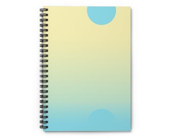 Spiral Notebook, Yellow, Aqua, Sunset, Moonrise, Minimal Pastels, Dream Journal, Gratitude Diary, Modern, Tarot, Morning Pages, School