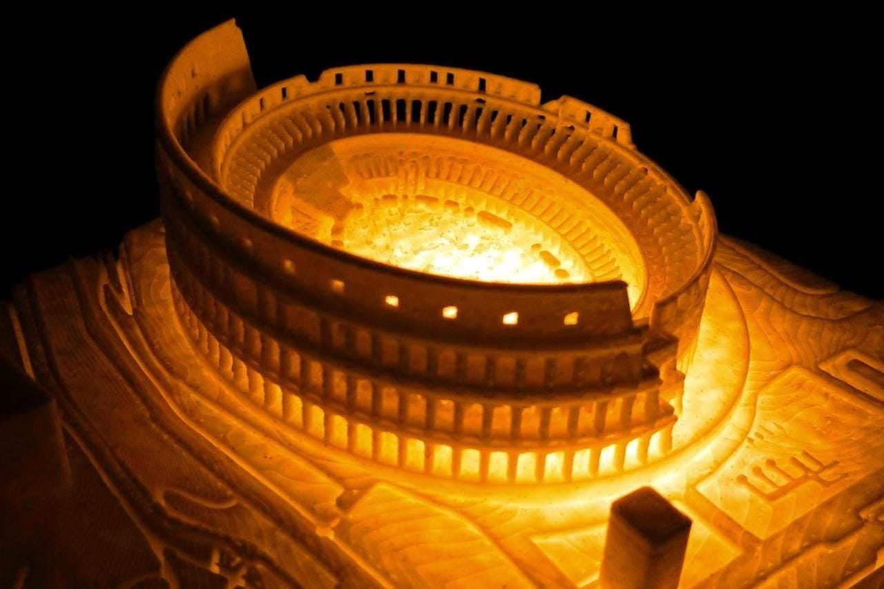 Colosseum Table Lamp: Modern Architectural Night Light, Rome Decor