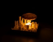 Nuclear Explosion Lamp, Mushroom Cloud Night Light, Post Apocalyptic Decor, Fallout Inspired Lamp, NYC Skyline Art, Gamer Room Aesthetic