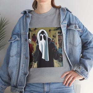 Ghostface Horror Movie T-Shirt, Scary Movie 1 Tee, Unisex Cotton Tshirt, Halloween Costume Shirt, Horror Film Fan Gift