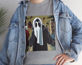 Ghostface Horror Movie T-Shirt, Scary Movie 1 Tee, Unisex Cotton Tshirt, Halloween Costume Shirt, Horror Film Fan Gift