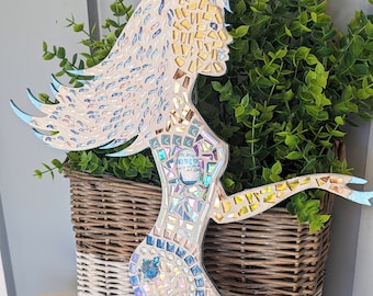 Mermaid Mosaic Shape Blue-white Lady