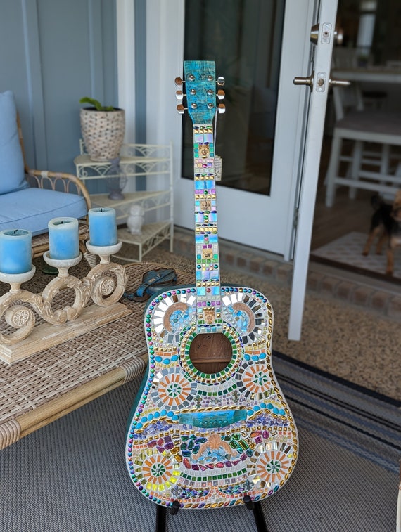 Mosaic Guitar Mardi Gras - Etsy