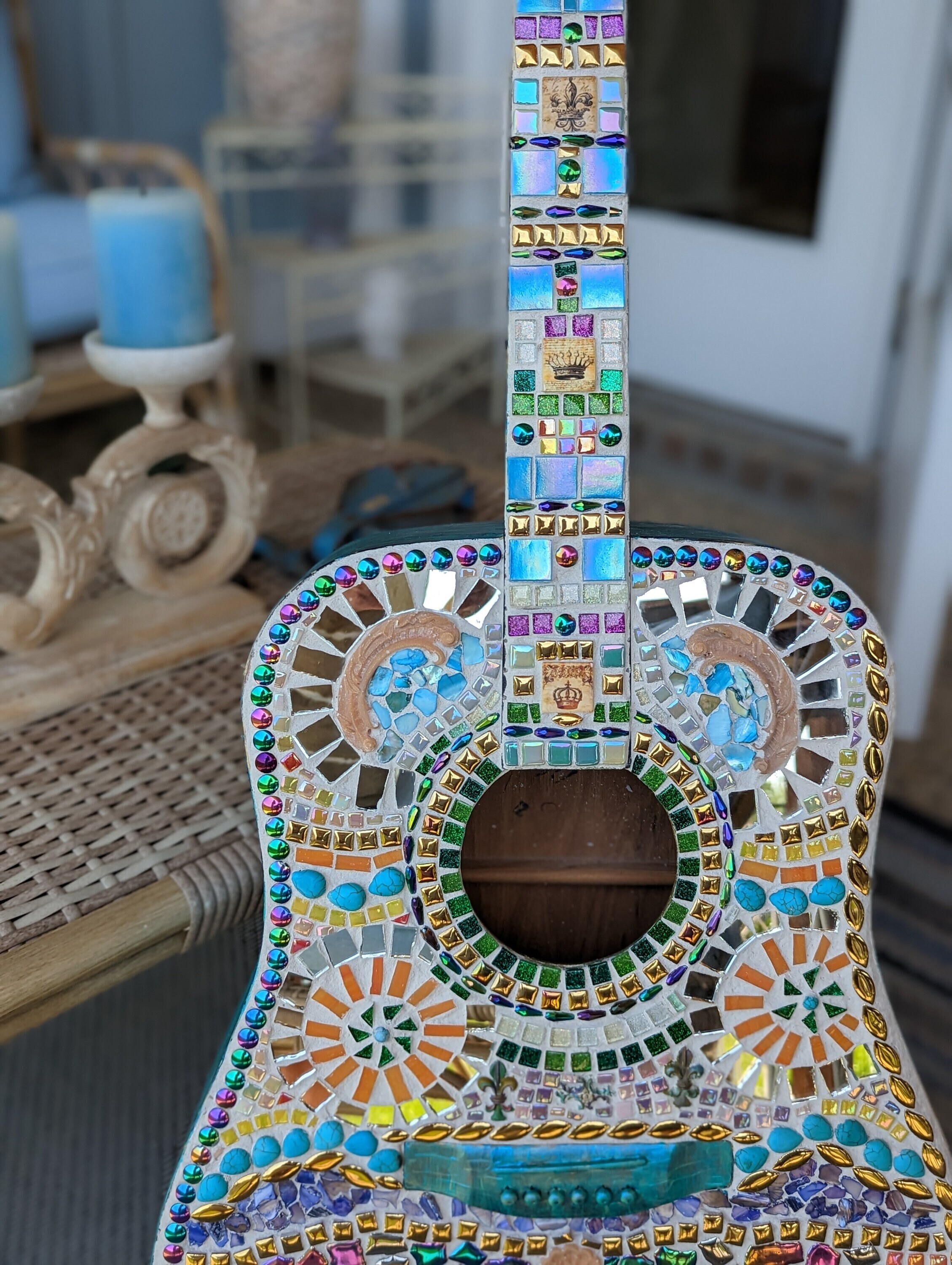 ギター Mosaic Mosaic Guitar Mardi Gras - Etsy