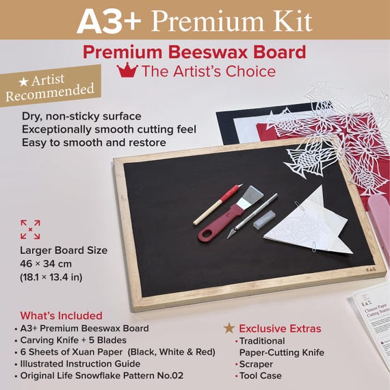 Chinese Paper Cutting Kit | Starter & Premium Kits | Traditional Wax Board | Xuan Paper Art Set | Original Life Snowflake Pattern