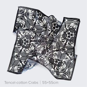 Foulard artistique découpé dans du papier | Echarpes en mousseline de soie et coton tencel, objet d'art à porter inspiré de la nature, accessoire de mode artistique TencleCottCrab21.6”