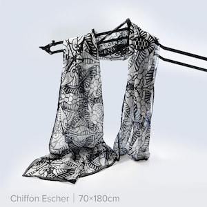 Foulard artistique découpé dans du papier | Echarpes en mousseline de soie et coton tencel, objet d'art à porter inspiré de la nature, accessoire de mode artistique chiffon27.5x71”