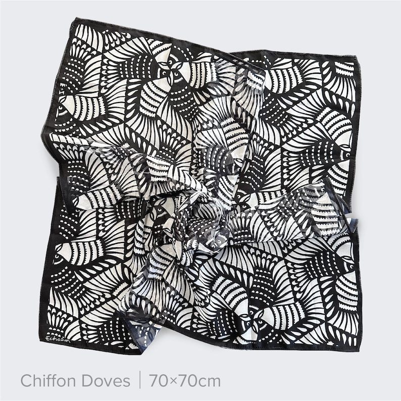 Foulard artistique découpé dans du papier | Echarpes en mousseline de soie et coton tencel, objet d'art à porter inspiré de la nature, accessoire de mode artistique image 13
