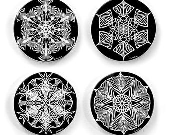 Dessous de verre en céramique Papercut Art - Collection Life of Snowflakes - Lot de 4