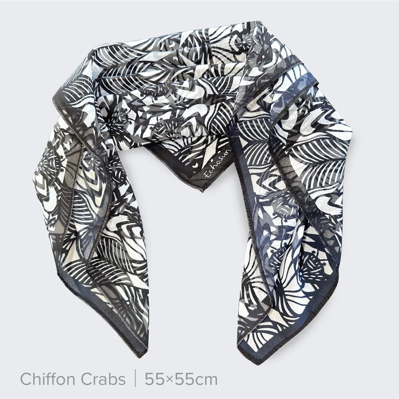 Foulard artistique découpé dans du papier | Echarpes en mousseline de soie et coton tencel, objet d'art à porter inspiré de la nature, accessoire de mode artistique image 16