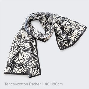 Foulard artistique découpé dans du papier | Echarpes en mousseline de soie et coton tencel, objet d'art à porter inspiré de la nature, accessoire de mode artistique Tencelcotton15.7x71”