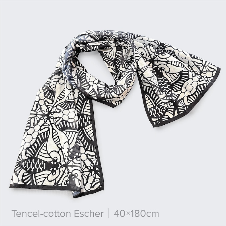 Foulard artistique découpé dans du papier | Echarpes en mousseline de soie et coton tencel, objet d'art à porter inspiré de la nature, accessoire de mode artistique Tencelcotton15.7x71”