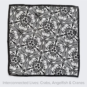 Foulard artistique découpé dans du papier | Echarpes en mousseline de soie et coton tencel, objet d'art à porter inspiré de la nature, accessoire de mode artistique ChiffonCrab21.6”