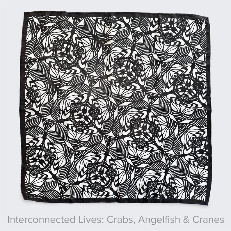 Foulard artistique découpé dans du papier | Echarpes en mousseline de soie et coton tencel, objet d'art à porter inspiré de la nature, accessoire de mode artistique ChiffonCrab21.6”