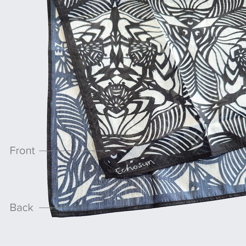 Foulard artistique découpé dans du papier | Echarpes en mousseline de soie et coton tencel, objet d'art à porter inspiré de la nature, accessoire de mode artistique image 20
