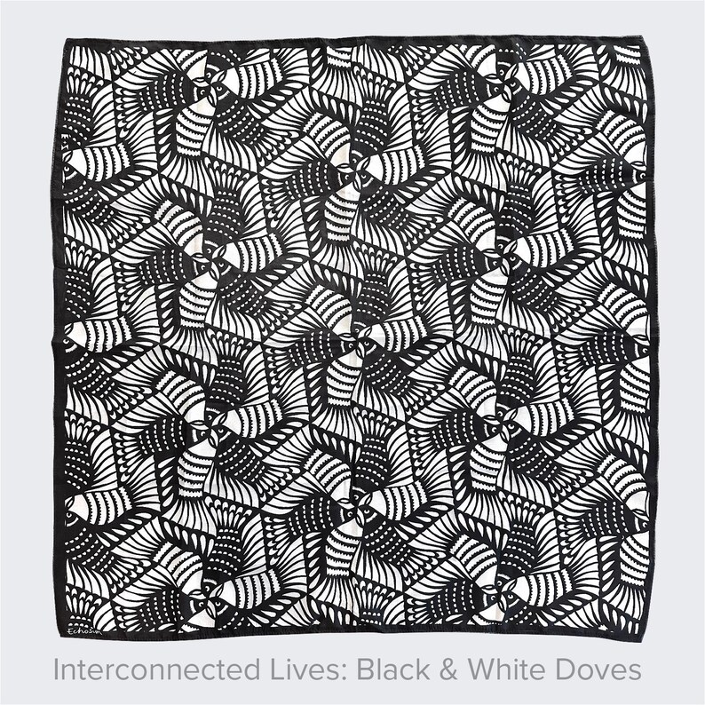 Foulard artistique découpé dans du papier | Echarpes en mousseline de soie et coton tencel, objet d'art à porter inspiré de la nature, accessoire de mode artistique ChiffonDove27.5”