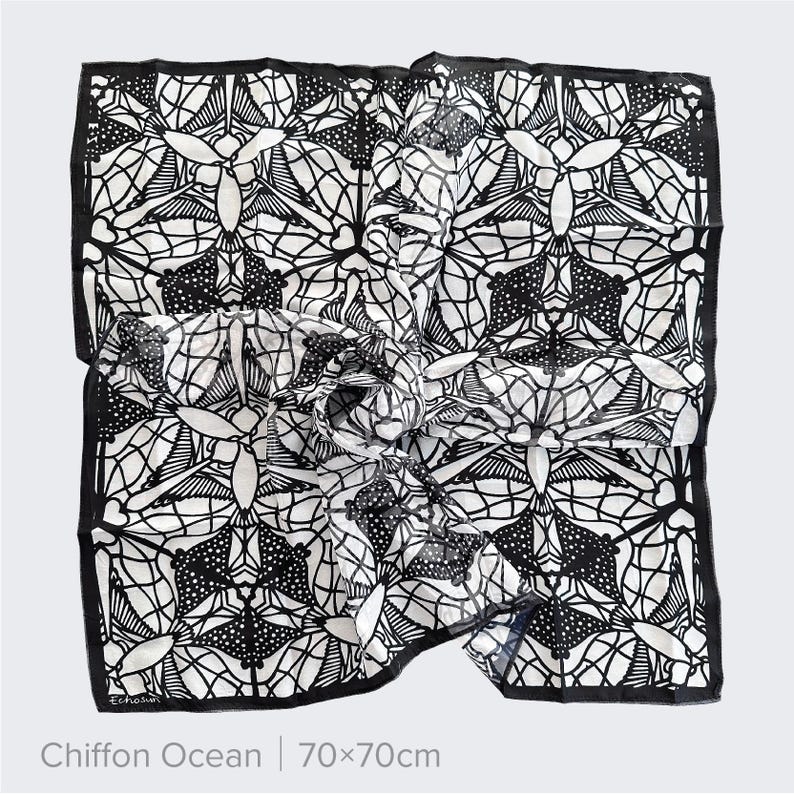 Foulard artistique découpé dans du papier | Echarpes en mousseline de soie et coton tencel, objet d'art à porter inspiré de la nature, accessoire de mode artistique image 10