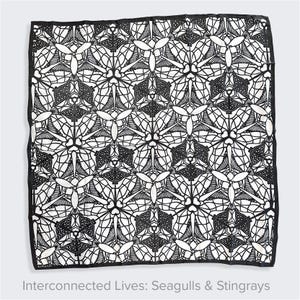 Foulard artistique découpé dans du papier | Echarpes en mousseline de soie et coton tencel, objet d'art à porter inspiré de la nature, accessoire de mode artistique ChiffonOcean27.5”